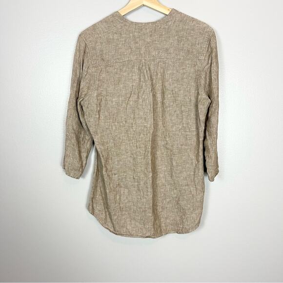 Eddie Bauer linen tunic top v-neck top women’s size S brown toupe - Picture 5 of 5